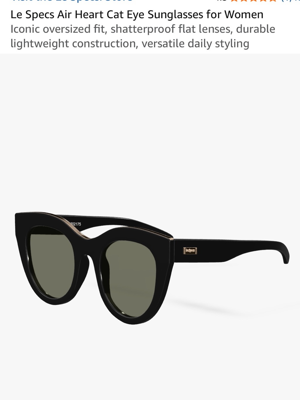 Le Specs AIR HEART, MEGHAN MARKLE  Glossy Black Cat-Eye Sunglasses